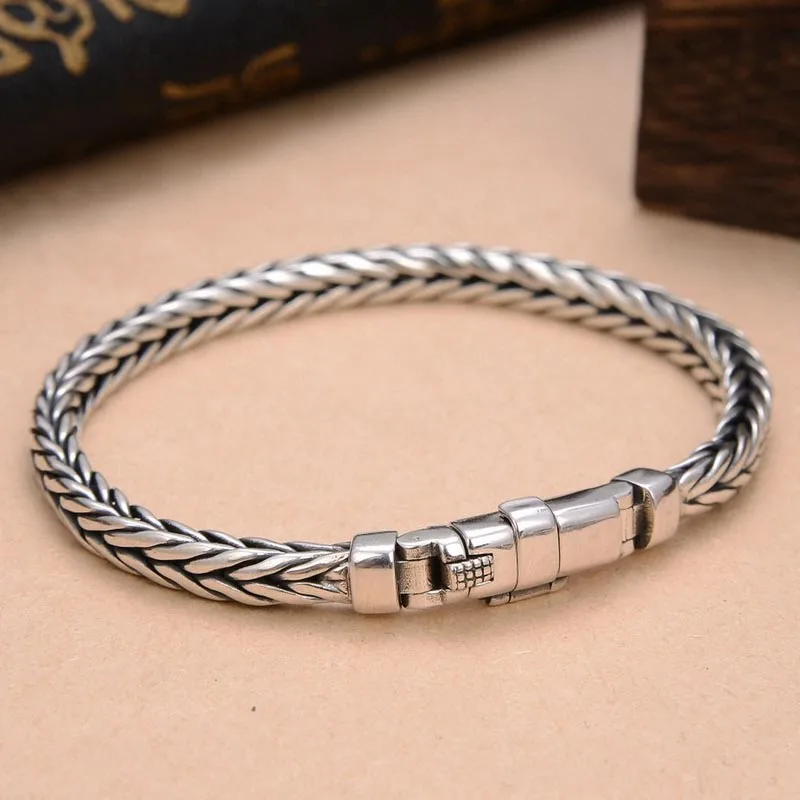 

Real 925 Sterling Silver Bracelet Women Men Solid had made Wove Bracelets Top quality Women Girls DJ Fine Jewelry For Couples