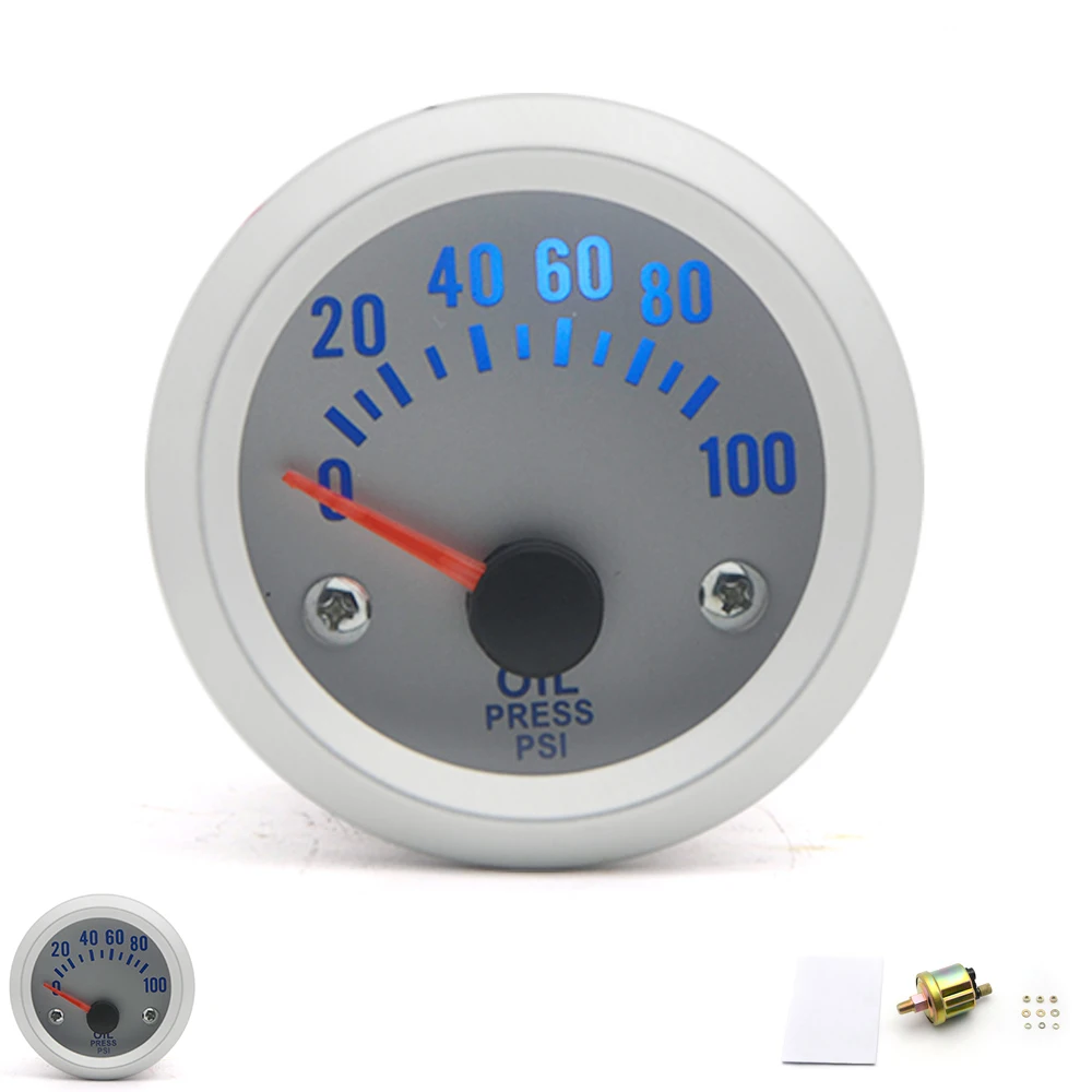

Серебристый 2-дюймовый 52 мм Универсальный Автомобильный аналоговый манометр 0-100PSI со светодиодный Ной подсветкой
