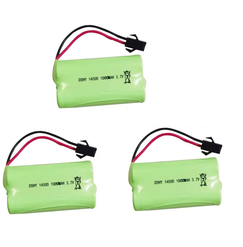 Batería de litio de 3,7 v y 1000mah para juguetes teledirigidos, pila recargable AA de 1000mah y 3,7 v para coches, tanques, trenes, robots, barcos y pistolas