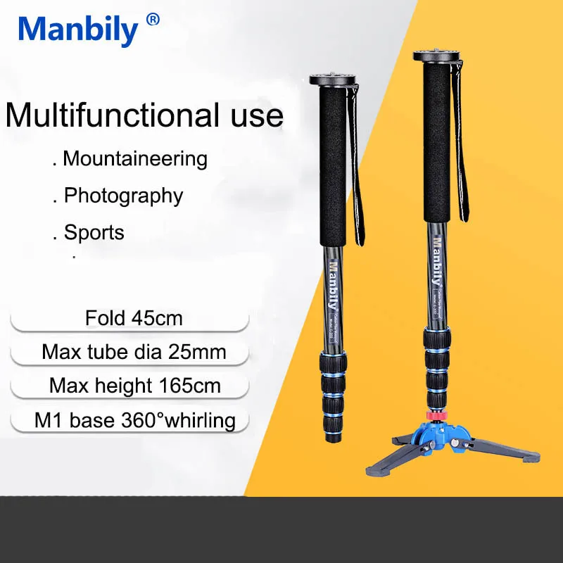 Manbily C-222 C333 Lichtgewicht Carbon Fiber Camera Monopod, Draagbare Professionele Dslr Monopod Voor Reizen Canon Eos Nikon