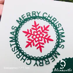 Alinacutle Metal Cutting Die Cut Merry Christmas Circle Snowflake Scrapbook Paper Craft Handmade Card Punch Art Cutter Template