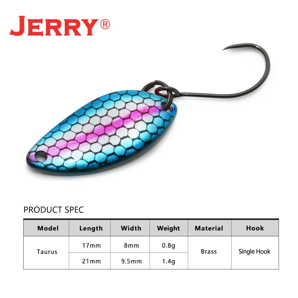 Jerry Taurus Area Trout Spinning Spoon Single Hook Fishing Lure 0.8g 1.4g Artificial Wobbler Perch Bass Baits