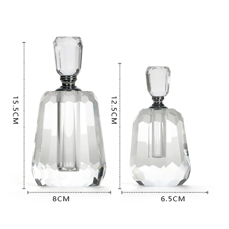 Small Big Crystal Perfume Bottles Clear Art Carved Decor Vintage Style Empty Glass Refillable Fragrance Bottle Home Table Pieces