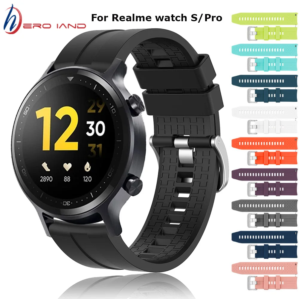 22mm Silicone Band for Realme Watch S Strap Watchband Bracelet Fashion Sport Replacement Wristband for Realme Watch S Pro correa