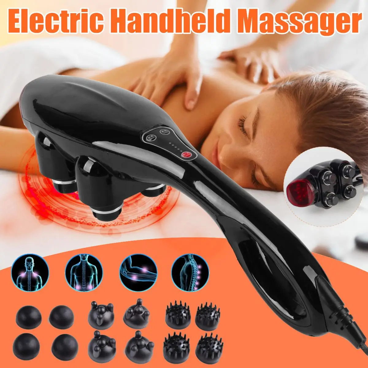 Four-head powerful multifunctional vigorous king massager, neck, waist and legs, whole body household electric massage stick