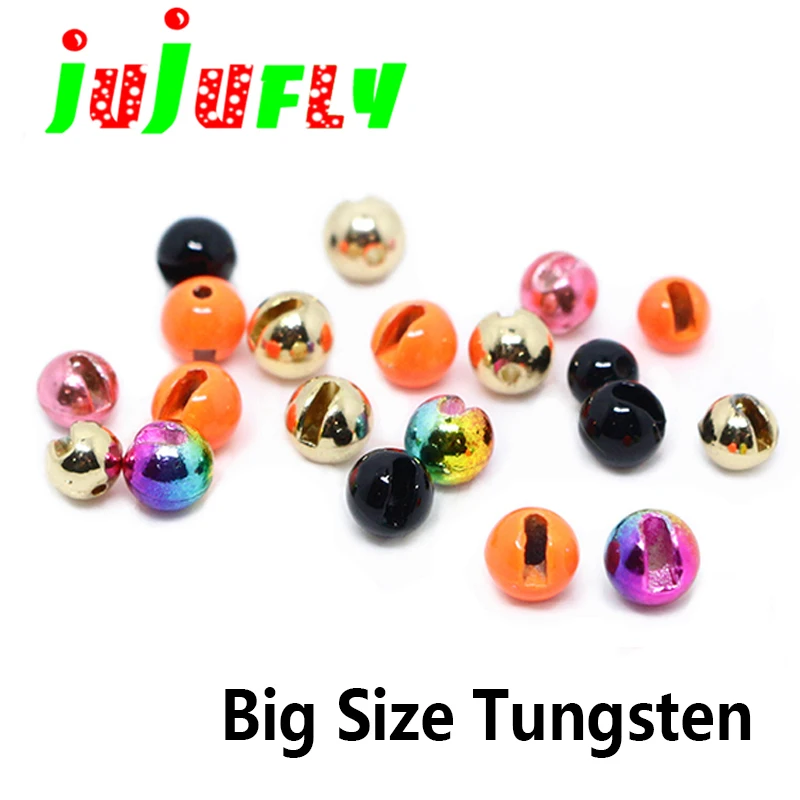 

jujufly 10pcs big size slotted fly tying tungsten beads for 4#6#8#10#jig hook weighting 4mm/4.8mm/5.5mm tungsten fly head beads