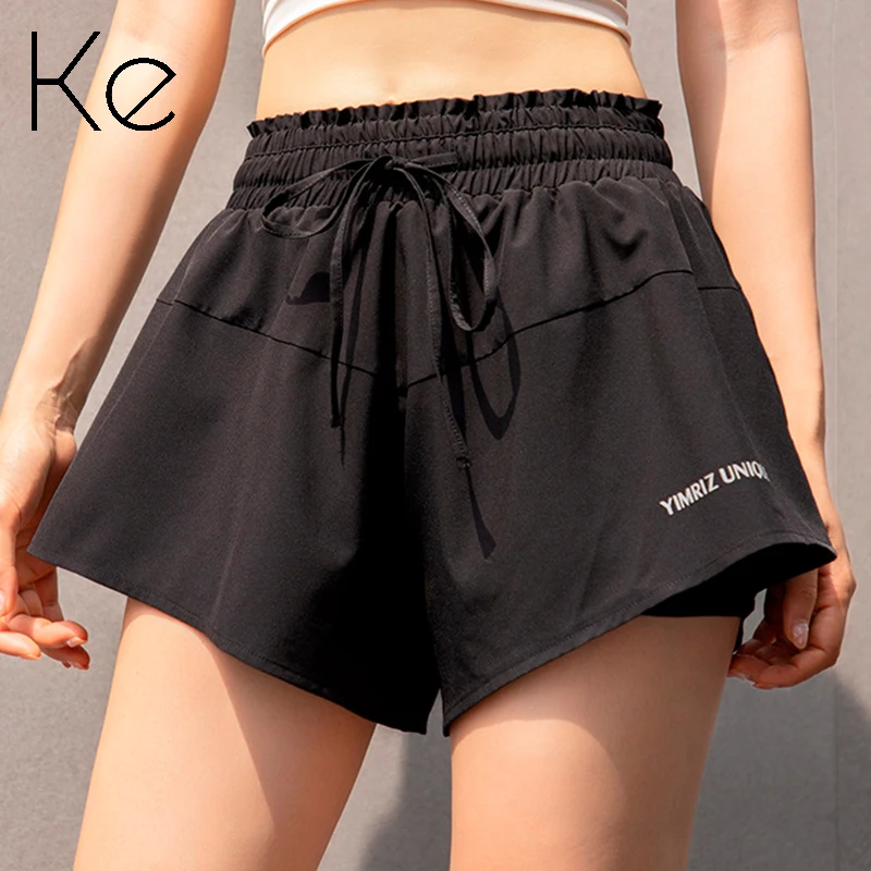 

KE740 Summer sports shorts women loose summer running fitness pants anti-glare high waist dance yoga pants