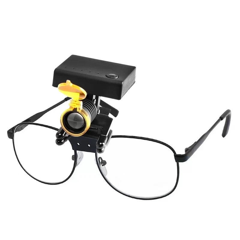 Wireless Dental Loupe LED Head Light Professional Medical Headlamp with Yellow Filter Binoculars Glasses Medical Spectacle Frame