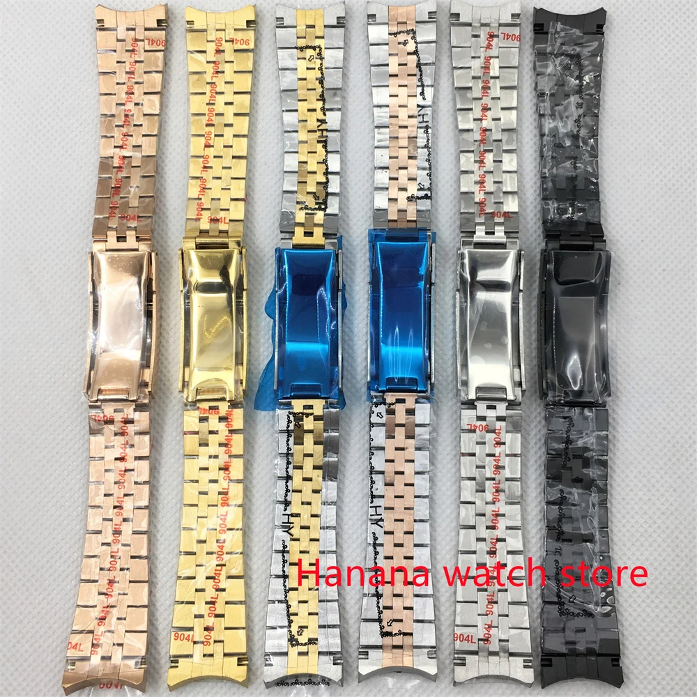 20mm Watch Strap Silver Gold Black Rose Gold Stainless Steel Bracelet Sliding Fold Buckle Fits 36mm 38mm 39mm 40mm Watch Case