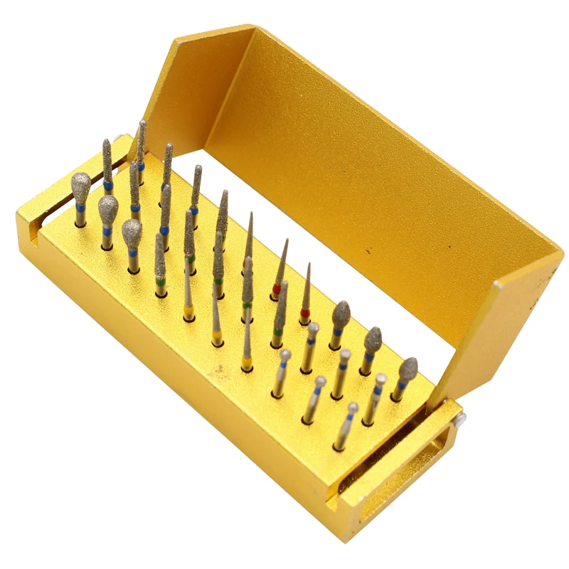 30Pcs/set Dental Diamond Burs for High Speed Handpiece Turbine + Burs Placement Box Dentist Drill Dental Lab Tools Instrument