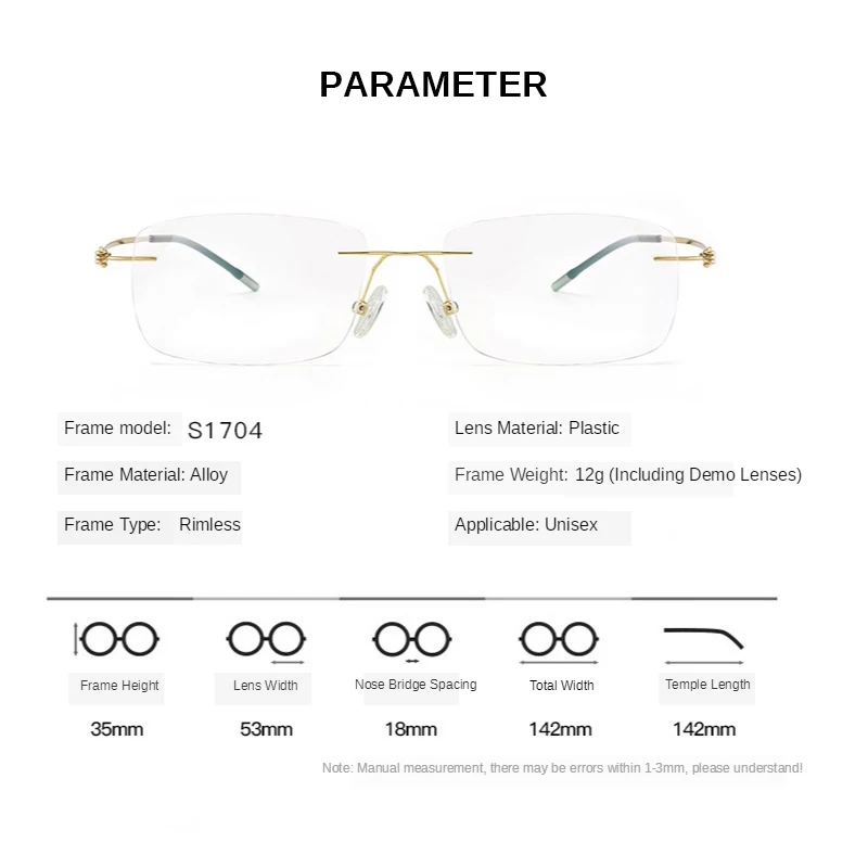 Alloy Screwless Rimless Glasses Frame Men Ultralight Square Eyeglasses Myopia Prescription Eye Glass Frameless Man Optical Frame