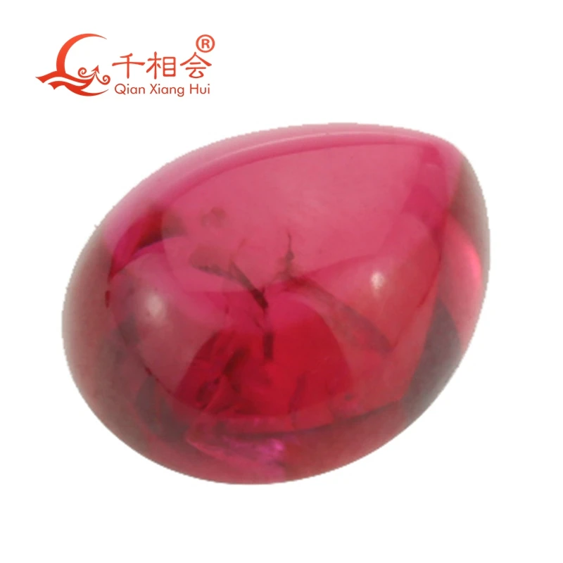 3x5mm to 15*20mm pear shape flat back cabochon lab grwon red ruby  including minor cracks and inclusions loose gem stone