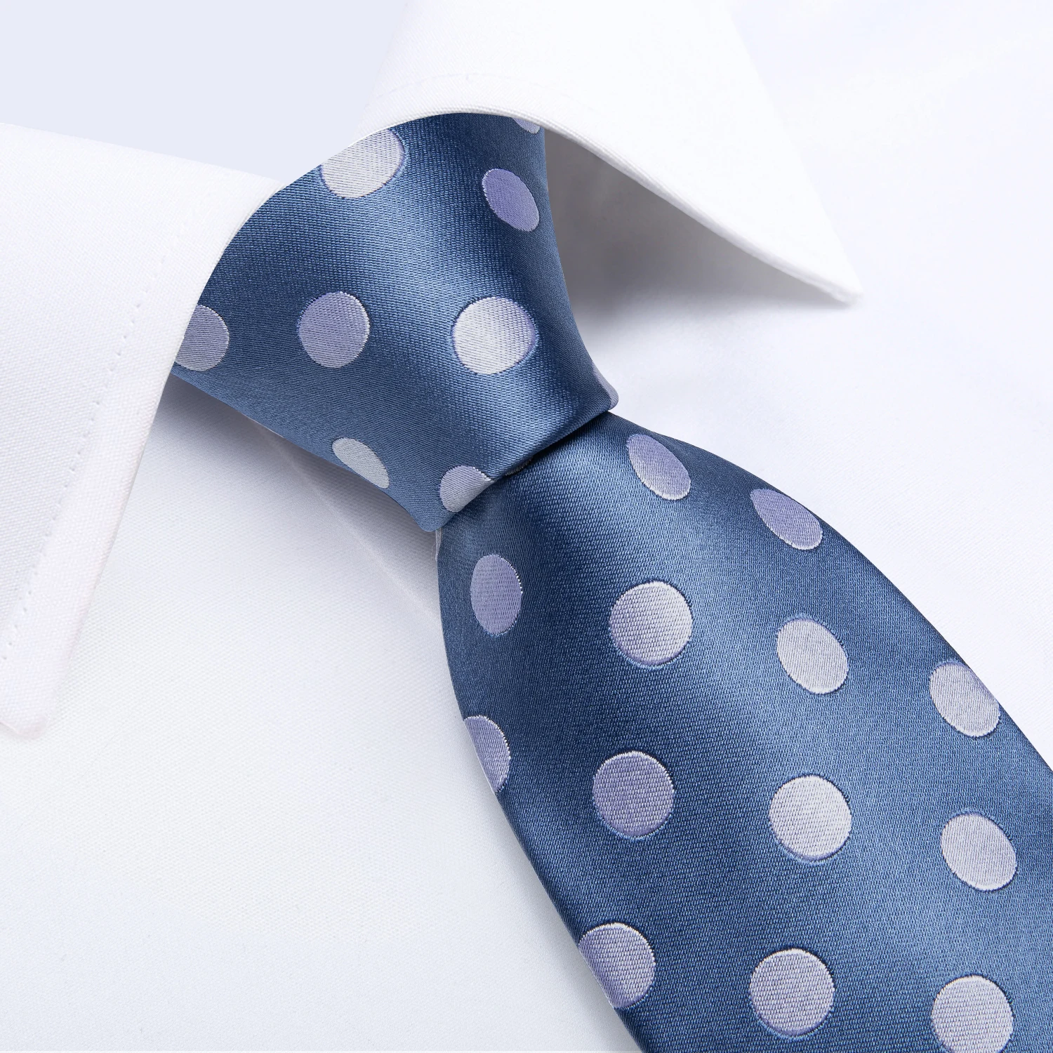 New Fashion White Dot Blue Silk Tie Set Mens Wedding Party Tie Pocket Square Men Necktie Accessories Cravat Gift For Men DiBanGu