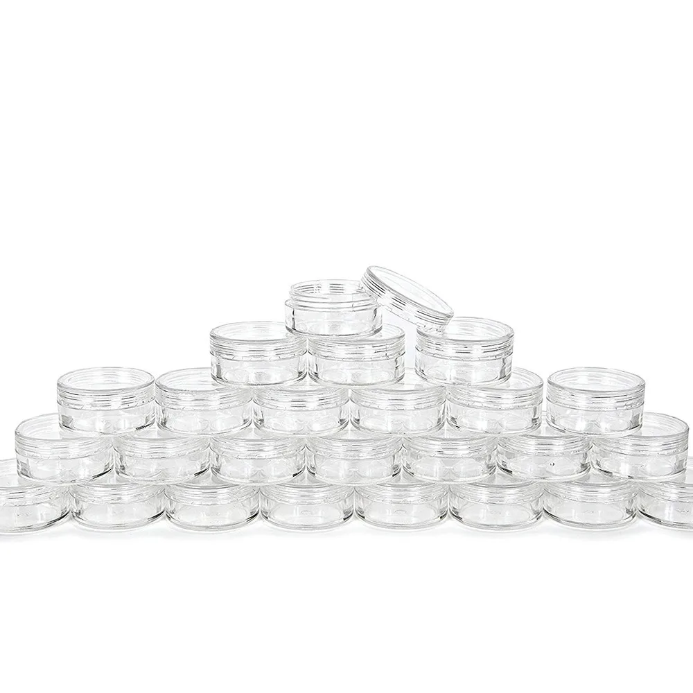 Free Shipping 100pcs/lot 10G/10ML Round Clear Jars with Screw Cap Lids for Small Jewelry, Holding/Mixing Paints, Art Accessories