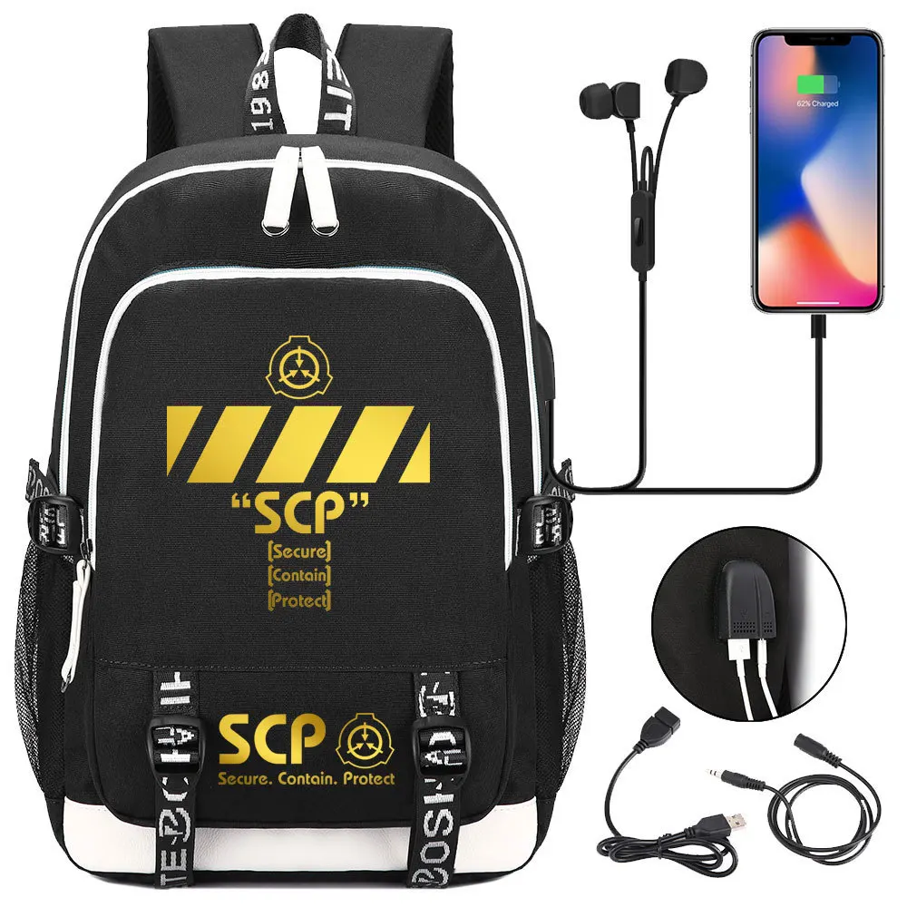 Hot SCP Secure Contain Protect Students USB Charging Laptop Backpack Women Men Travel Backpacks Kids Teenager College Backpack