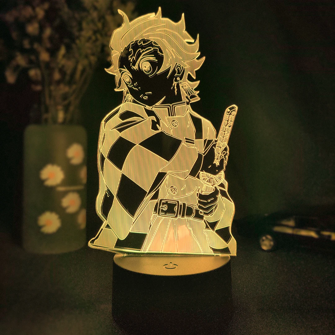 Kimetsu No Yaiba LED Figure Kamado Tanjirou 3D Lamp Anime Demon USB Night Light Cool Things to Room Decor New Year Gift for Kids