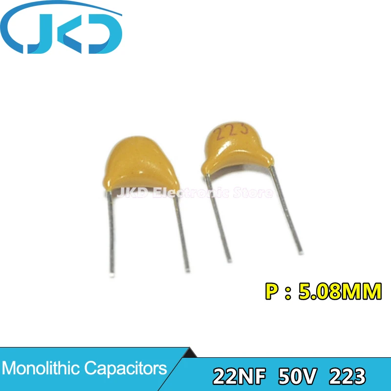 100Pcs 50V 22NF 223 Monolithic Ceramic Capacitor