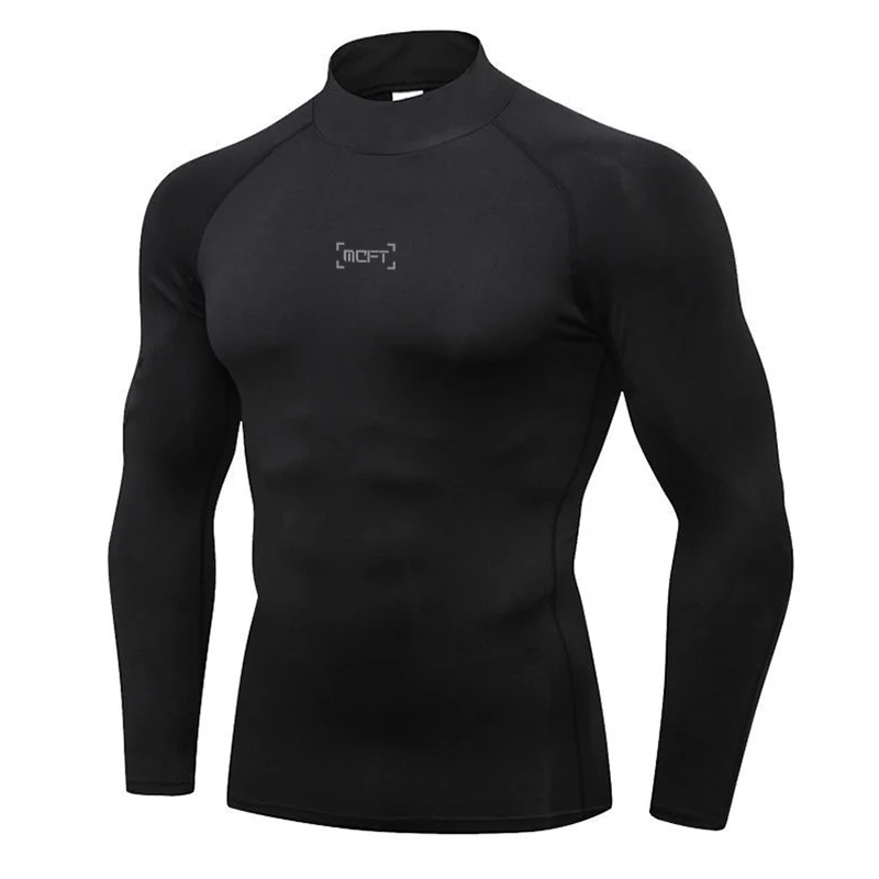 

Brand Men's Fashion Gym Casual Clothing Sports Fitness Breathable Autumn and Winter Trend Middle Collar Long Sleeve Slim T Shirt