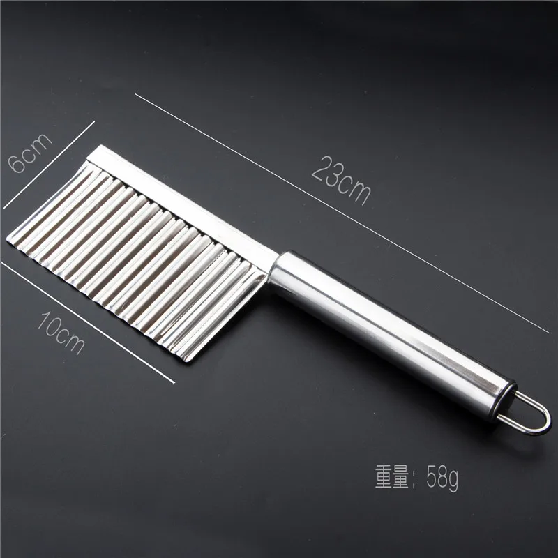 1pc Stainless Steel Wavy Knife Fruit Vegetable Crinkle Cutter French Fry Slicer Kitchen Potato Salad Steel Blade Chopping Tool