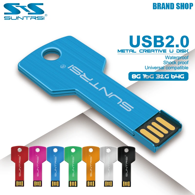 Suntrsi USB Flash Drive 8gb 16g pendrive 32GB 64G  128G Pen drive waterproof usb stick флэш-накопите u-disk 2.0 key gift for PC