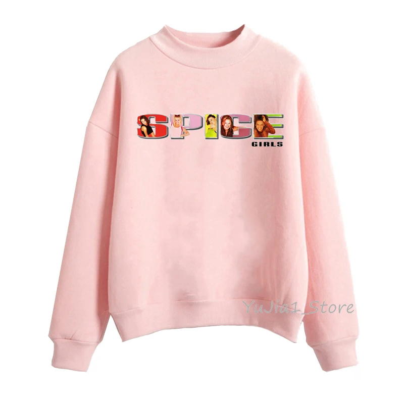 Pop Girl Band spice girls hoodie women hip hop rock sweatshirt 90s hipster streetwear pink turtleneck pullover tracksuit