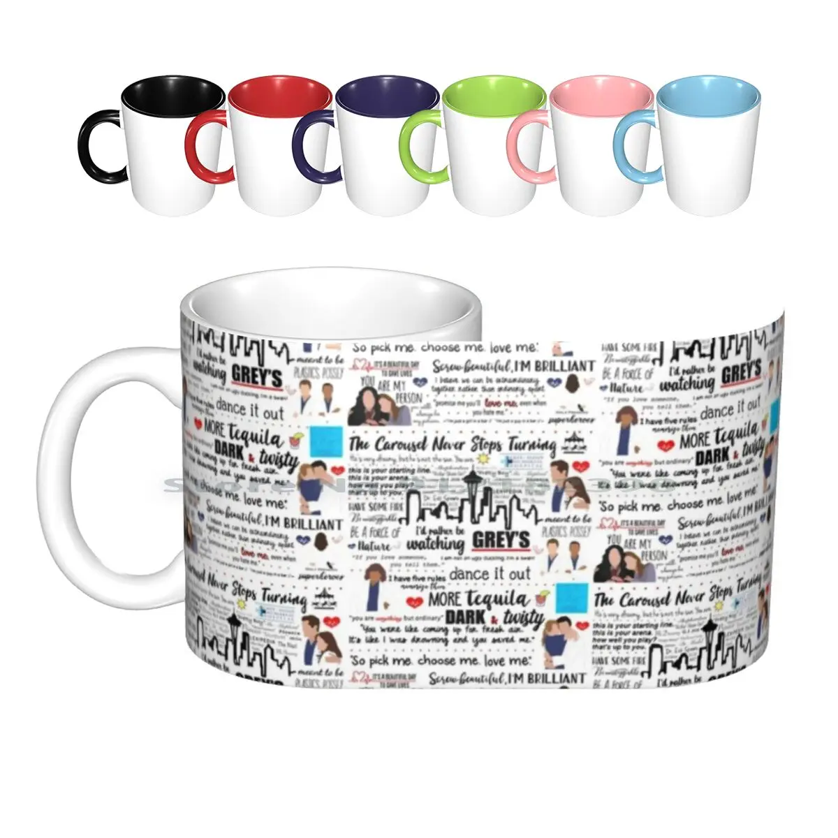 Grey’s Quote Collage Ceramic Mugs Coffee Cups Milk Tea Mug Greys Anatomy Greys Tv Show Greys Quotes Meredith Grey Cristina Yang