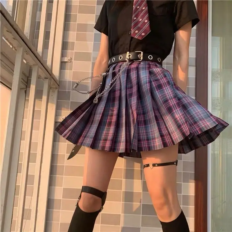 New Japanese Preppy Style School Skirts Student Cute Pleated Skirt Female Gaming Girl JK Uniform Skirt Mujer