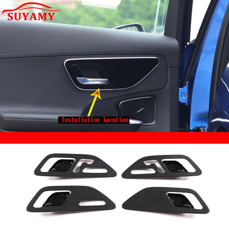 

For Mercedes-Benz C-Class W206 2022 Carbon Fiber Car ABS Inner Door Bowl Handle Frame Cover Trim Sticker Interior Accessories