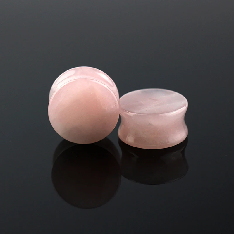 1Pair Pink Spar Ear Plugs Gauges Earrings Women Men Ear Plug Flesh Tunnel Piercing Expander Ear Stretcher Body Piercing Jewelry