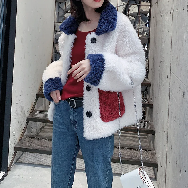 

Coat Real Female Fur Winter Jacket Clothes 2020 Korean Short Sheep Shearing Jacket Women Vintage 100% Wool Coats Fur Tops 72540