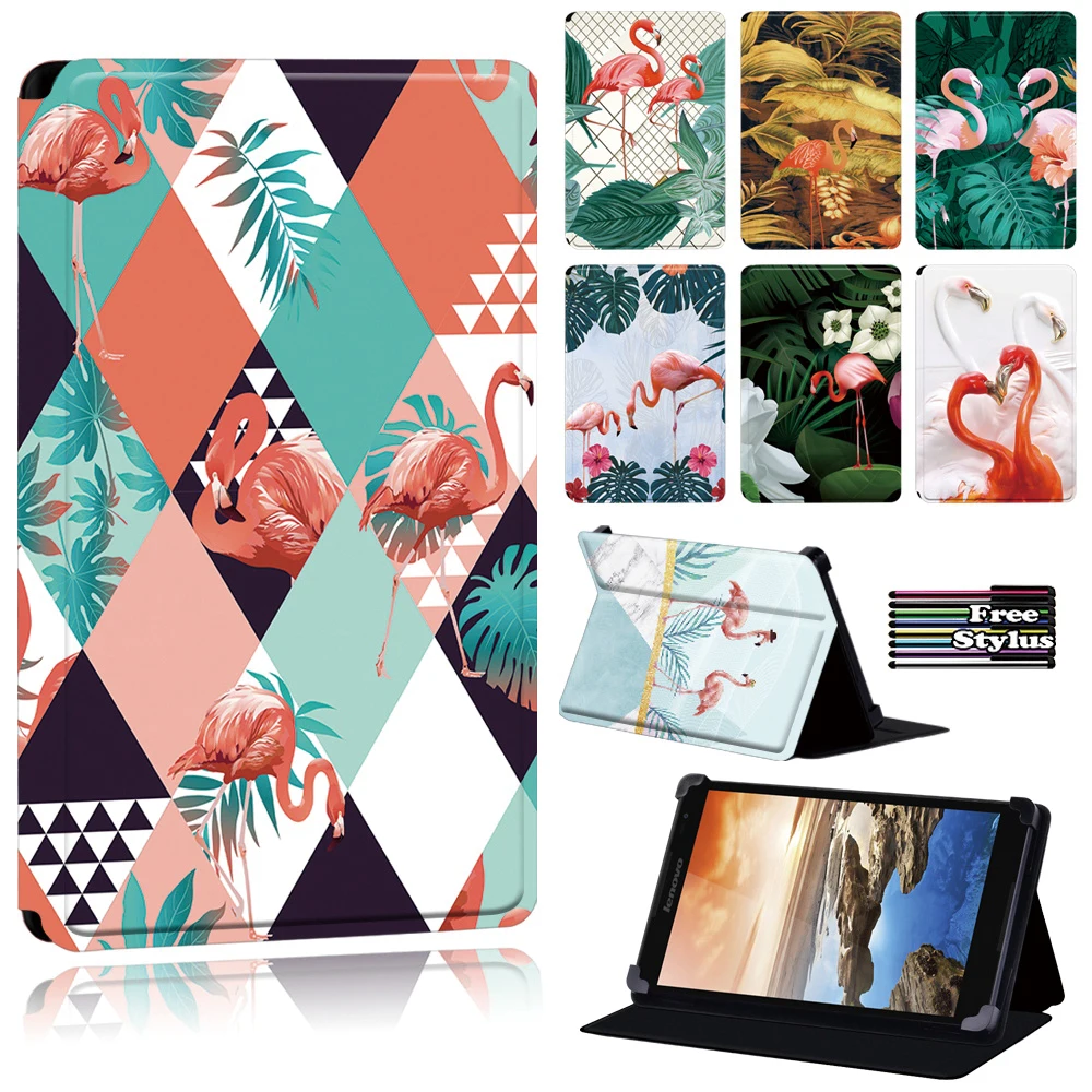 Cover Case for Lenovo Thinkpad Tablet 2/Tab 8/Tab A8-50 A5500/Tab S8 - 50/A7-50 A3500/Yoga Tab 4 Plus-Flamingo Tablet Case + Pen