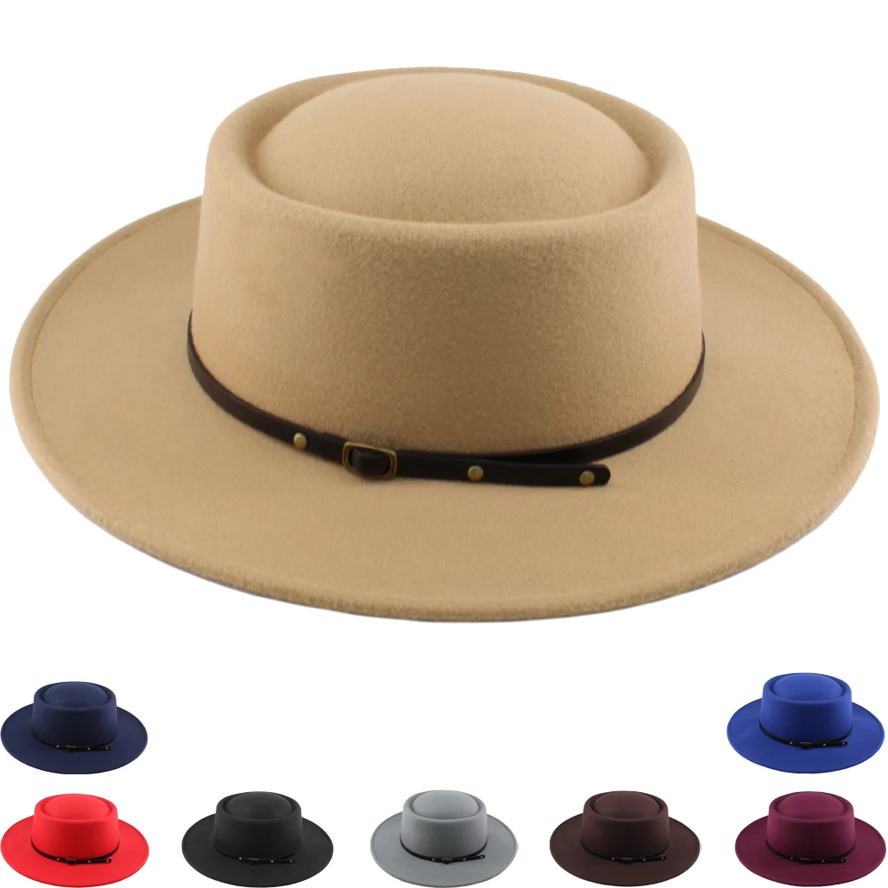 

Men Women Wide Brim Boater Hats Sombrero Sunhat Pork Pie Top Sailor Caps Party Travel Outdoor Size US 7 1/4 UK L