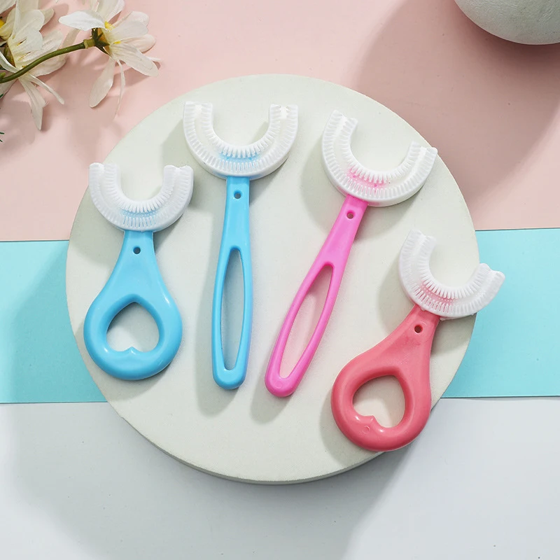 

Children Toothbrush for Baby 360 Degrees U Shaped Silicone Tooth Brush Cartoon Baby Kids Dental Oral Care Training Toothbrushes