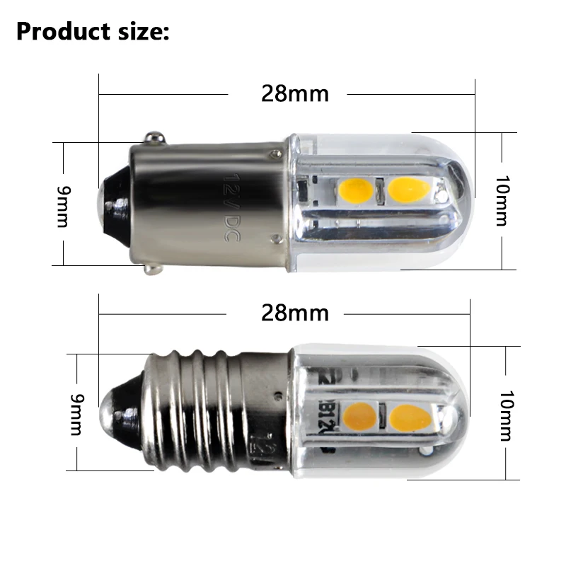 Super Mini Led Bulb E10 BA9S T4W 6v 12v 24v 36v 48v 110v 220v Auto Indicator Warning Light Car Signal Energy Saving Lamp