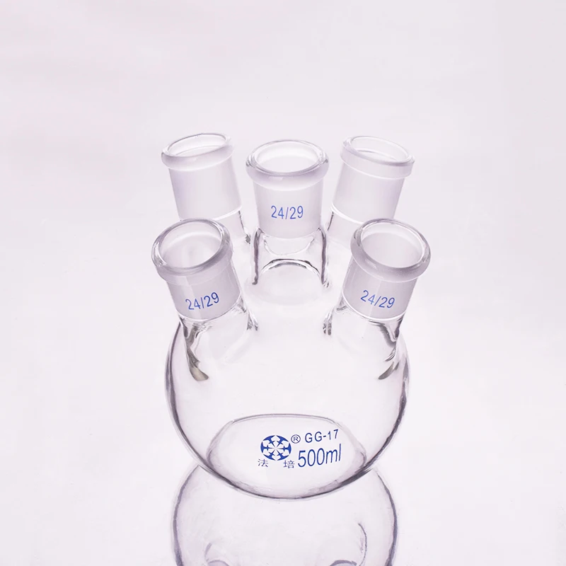 

Five-necked flask oblique shape,with Five necks standard ground mouth 150ml-500ml-50000ml,24/29,Five-necked flat bottom flask