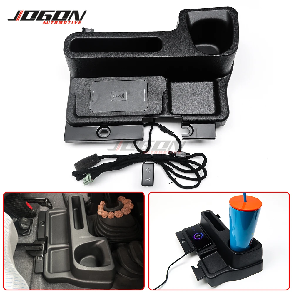 

1pc Black Car Central Console Storage Box Wireless Charger For Toyota Land Cruiser LC70 LC76 LC77 LC79 FJ70 FJ76 FJ77 FJ78 FJ79