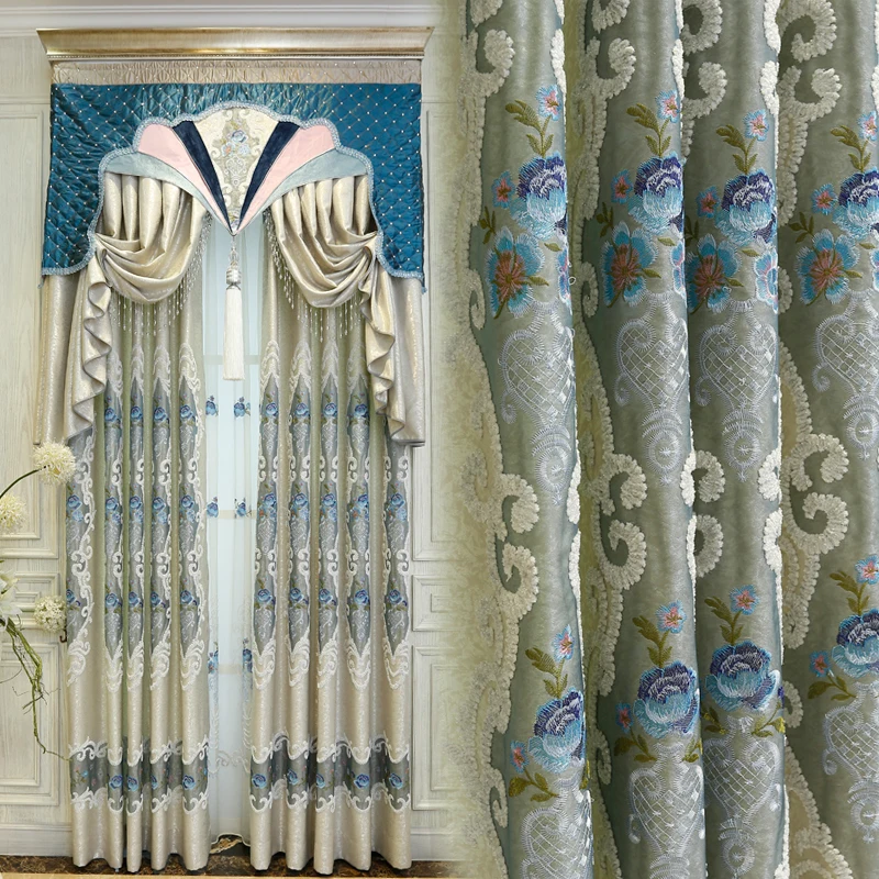 

European super Luxury Curtains for Window new Styles for Living Room Elegant Drapes European Curtains Embroidered curtains