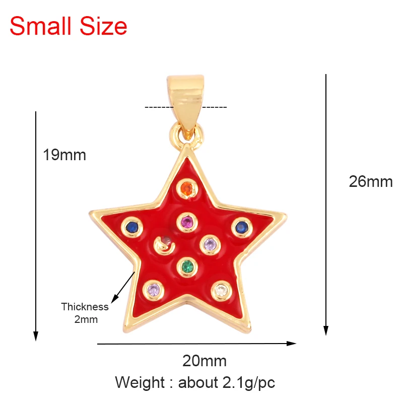 2022 New Star Coin Enamel Charm Neon Pink Orange Turquoise Blue Oil Dropped,Real Gold Plated ,Necklace Bracelet Pendant M97