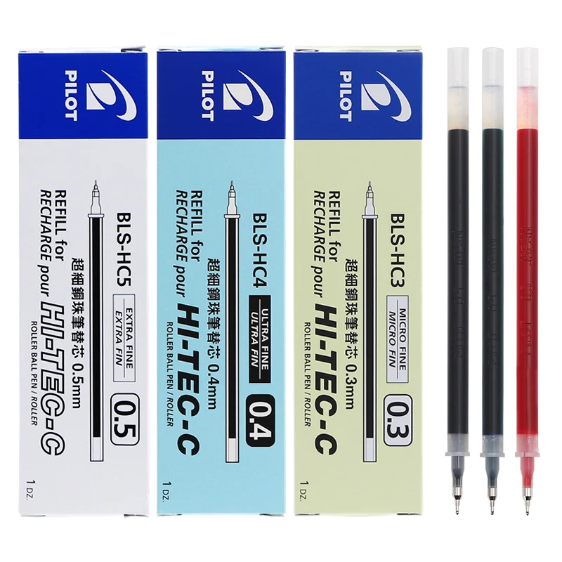 12 Pieces Pilot HI-TEC-C Gel Pen Refill Ink Cartridge Recharge BLS-HC4 0.3 mm 0.4 mm 0.5 mm Pen Rods Japan