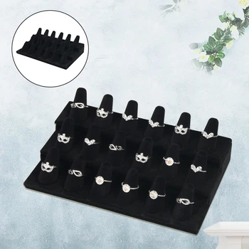 Fingerring-Display aus massivem Holz, Samt, 18 Fächer, Organizer-Halter, Theke, dekorative Ständer für die Aufbewahrung von Schmuck, Wohnaccessoires