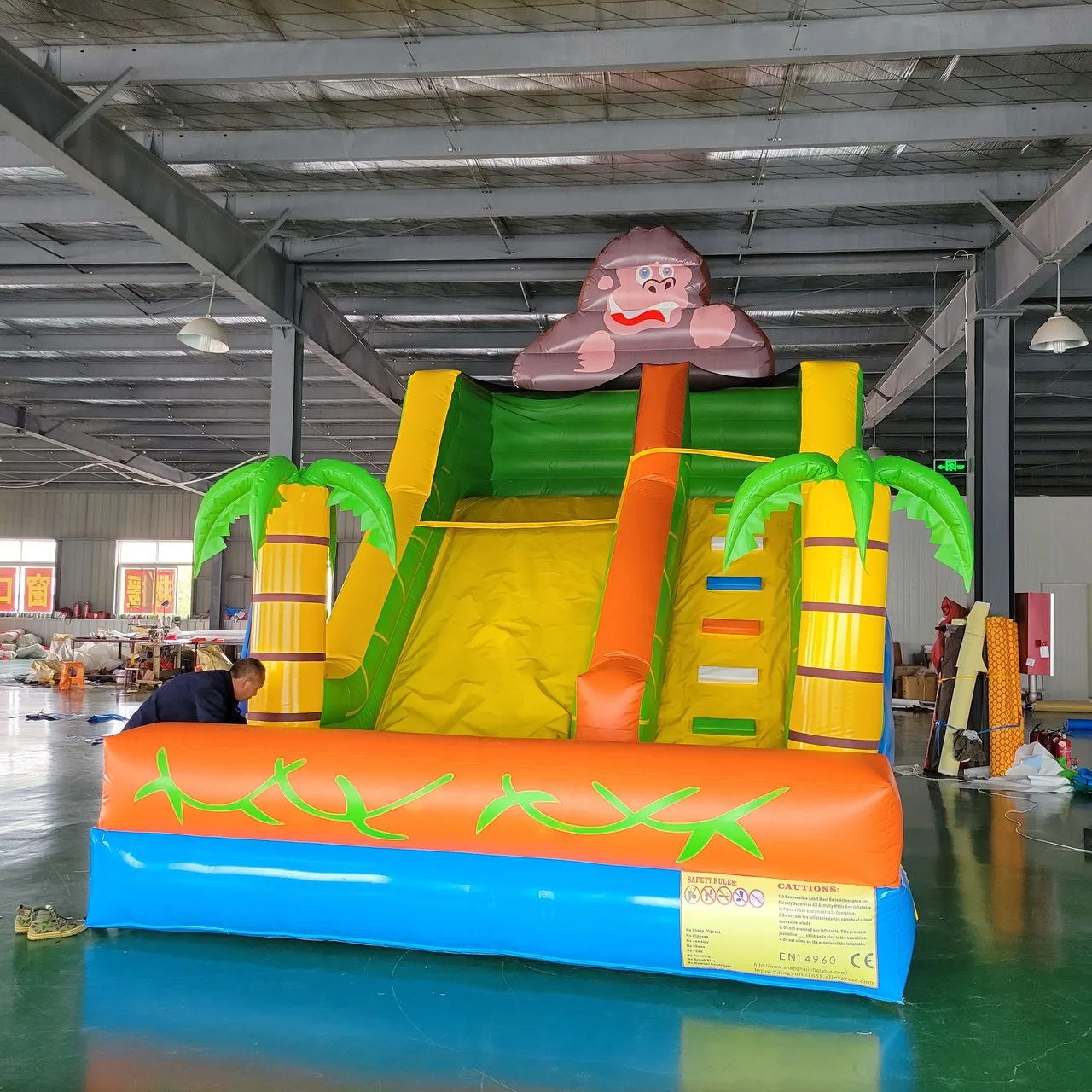 Hot sale  Factory Monkey shape customized PVC Inflatable kids slide inflatable dry land slide for commerical use