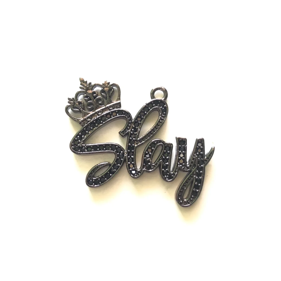 5pcs Crown Slay Letter Charm for Women Bracelet Girl Necklace Design Bling Word Pendant DIY Jewelry Making Accessory Supply Bulk