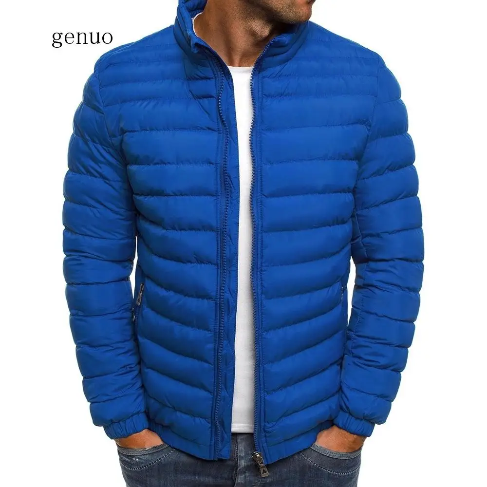 Jaquetas e casacos masculinos de cor sólida, moda simples, azul claro para inverno, roupas de meninos, parca, homens, blusa esportiva solta e quente