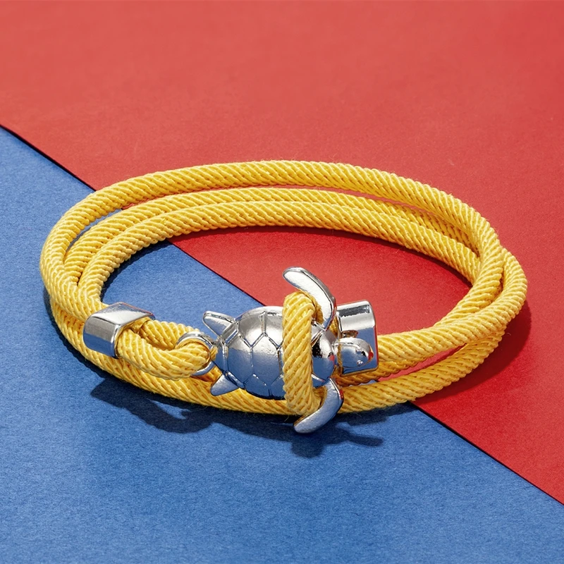 MKENDN Navy Stil Schildkröte Multilayer Milan Seil Armband Charms Seablue Seil Männer Frauen Strand Armband Einstellbare Schmuck Homme – Detail 4
