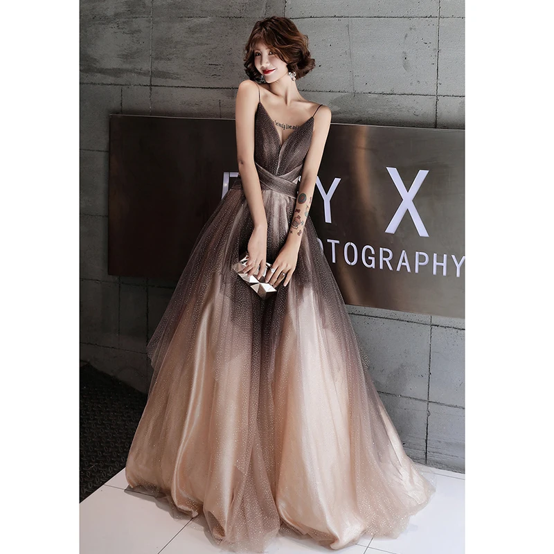 It\'s Yiiya A-Line Formal Dress V-Neck Spaghetti Strap Sleeveless Robe De Soiree K321 Sequined Backless Zipper Dress Woman Party