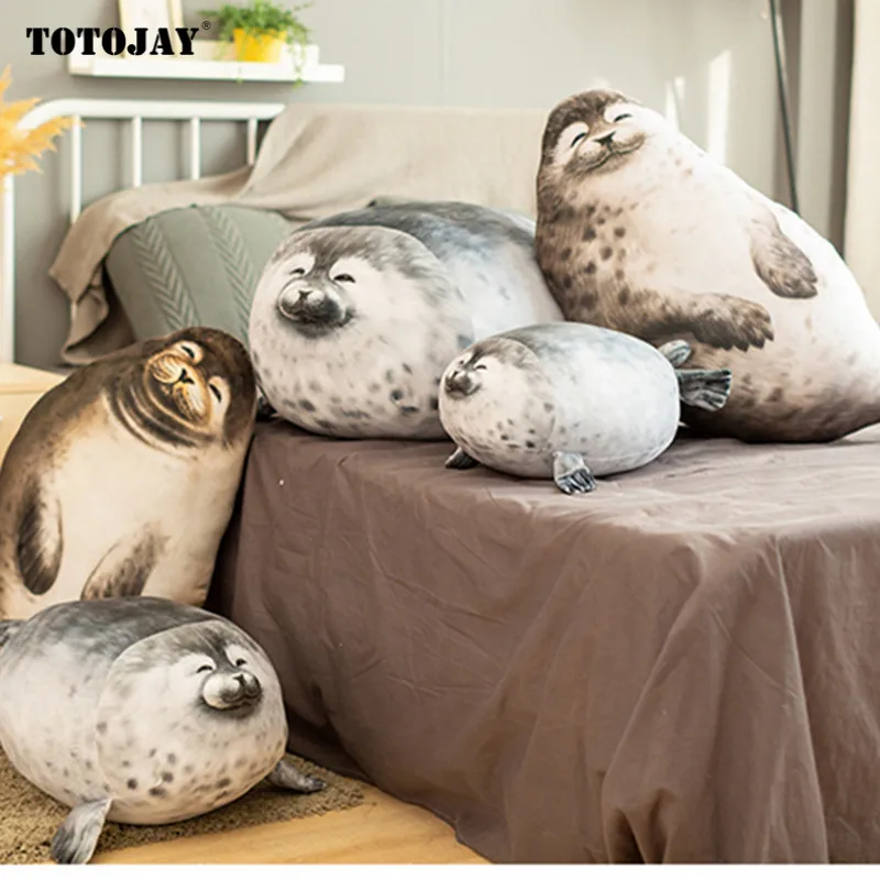 

3D Printed Seal Plush toy Soft Stuffed Sea Animal Seal Doll Toys for Birthday Gift Lifelike Seal Stuffed Hug Pillow Home Decor