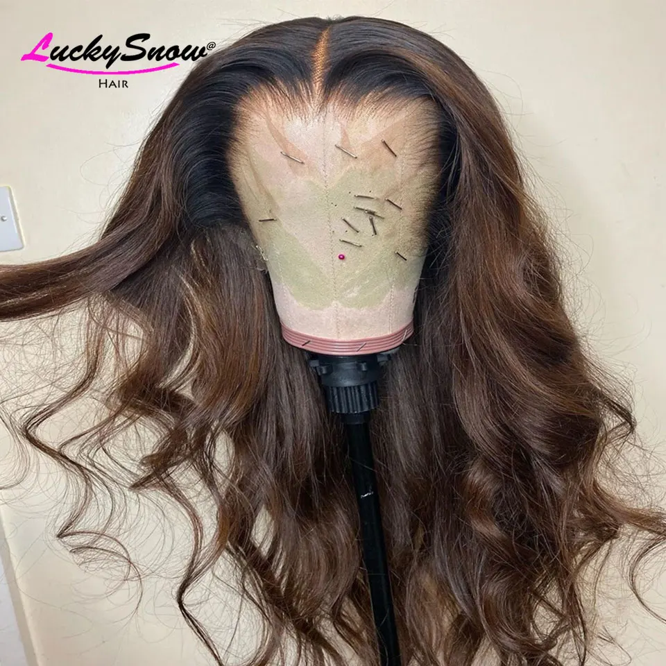 180 الكثافة براون الجسم موجة البرازيلي الملونة باروكة من شعر طبيعي جودة عالية شفافة 13x4 الدانتيل الباروكات الأمامية للنساء تأثيري #2