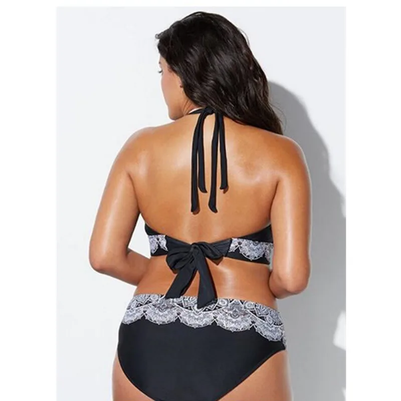 Bañador de dos piezas de cintura alta para mujer, ropa de baño de talla grande con estampado de grasa, Chalaza Bikini de en la espalda, traje de