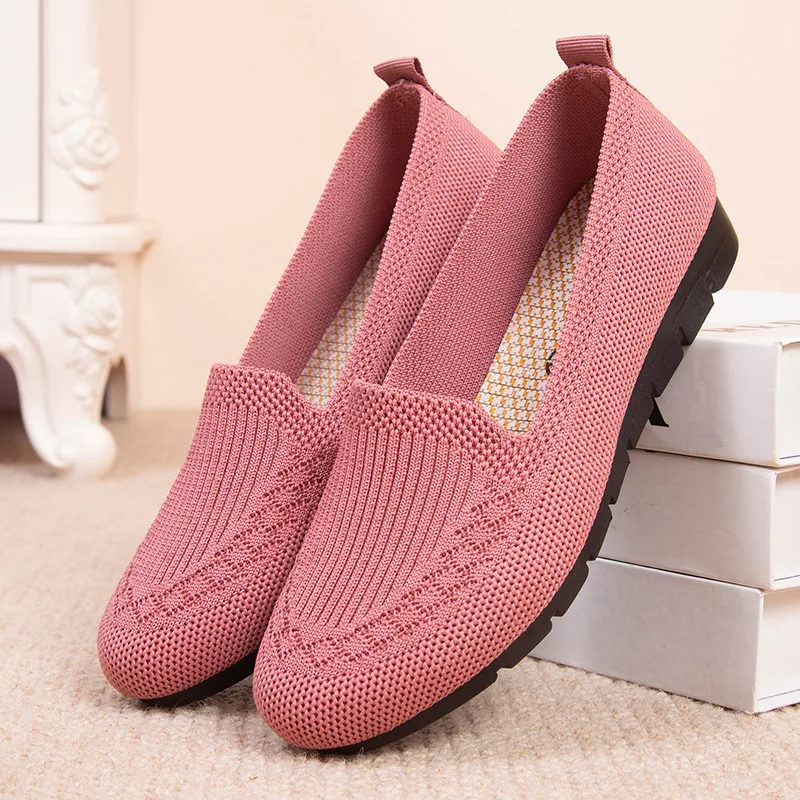 Women's Shoes 2021 New Mesh Shallow Mouth Flat Shoes Breathable Casual Shoes Mother Soft Bottom Non-slip Women's Loafers