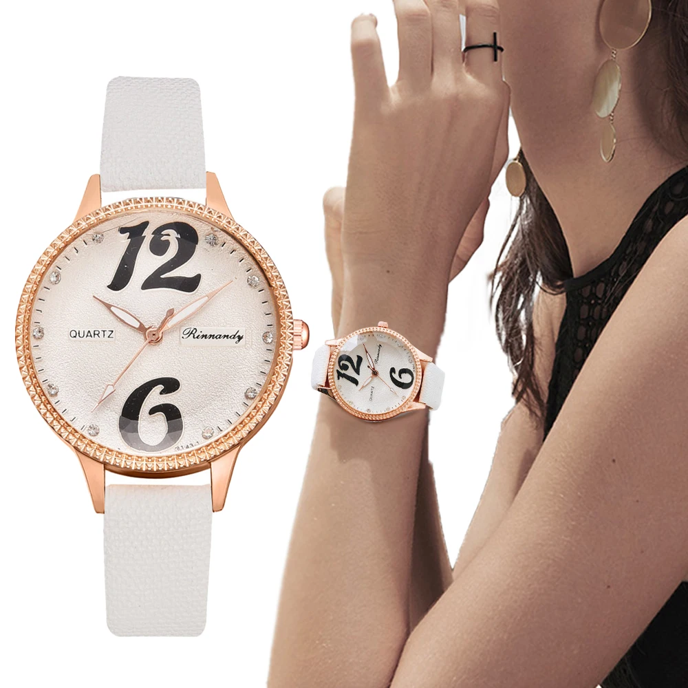 

Minimalist White Women Watches Fashion Casual number Female Leather Clock 2021 Simple Ladies Quartz Wristwatches Reloj De Mujer